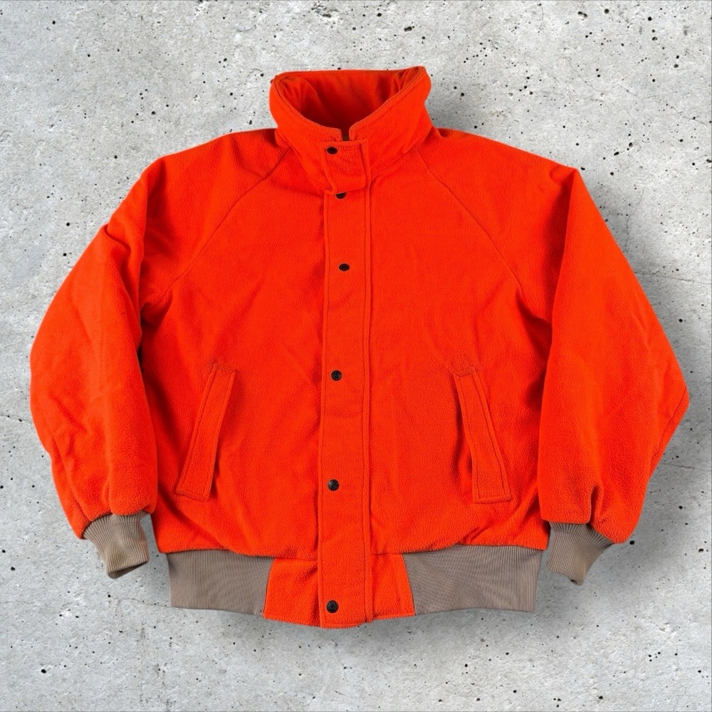 Vintage Fieldline Blaze Orange Fleece Hunting Jacket XL Polarfleece Malden